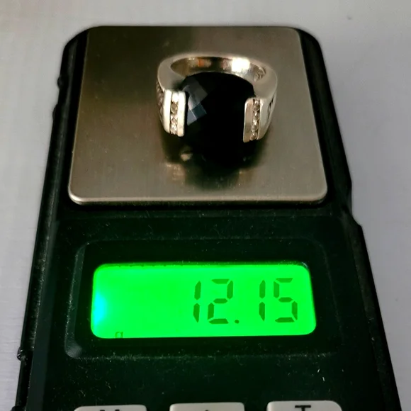 David Yurman Onyx Diamond Sterling Silver Ring - Picture 9 of 12